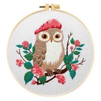 Lauboruan Owl Flowers Stamped Embroidery Kits for Beginners with Blue Whale Butterfly Pattern, Easy 