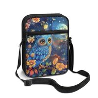 Rweroyiu Owl Messenger Bag for Outdoor Starry Night Sling Crossbody Shoulder Bags Water Resistant Mi