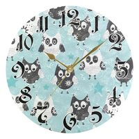 GOODOLD Wall Clock - Silent Non-Ticking, Battery Operated, 10 Inch Black White Owls Clock Decorative