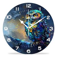 YRUDMBIN Funny 10 Inch Wall Clocks Battery Powered Decor,Kitchen Owl Mandala Pretty
