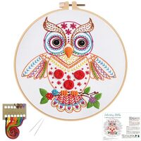 Louise Maelys Beginners Adults Embroidery Kits,Owl Stamped Pattern,Starters Cross Stitch kit Includi