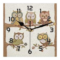 Ethnic Tribe Owl Wall Clock 12 Inch Silent Non-Ticking Battery Operated Square Modern Clocks Decorat