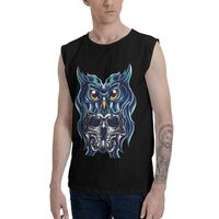 Owl Devil Sleeveless Shirt Cotton Muscle Fitness Shirt Tank Top 3X-Large Black