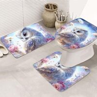 HooYiiok 31.5x20in Owl Bathroom Rugs Sets 3 Piece - Bathroom Rug Set - Cute Bathroom Rugs, Black