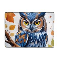 ZhongGuo Blue Owl Printed Area Rug,Washable Non-Slip Carpet Thin,Indoor Rugs Home Décor for L