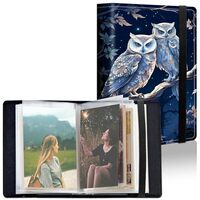 BFDHGQZC Small Photo Album 4x6 inch Owls on Branch PU Leather Cover Photo Albums with Inner Transpar