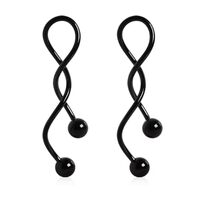 Pierced Owl 14GA 316L Stainless Steel Spiral Dangling Earrings with Ball Ends, Sold as a Pair (Black