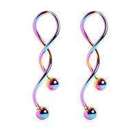 Pierced Owl 14GA 316L Stainless Steel Spiral Dangling Earrings with Ball Ends, Sold as a Pair (Rainb