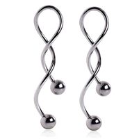 14GA 316L Stainless Steel Spiral Dangling Earrings with Ball Ends, Sold as a Pair (Silver Tone)