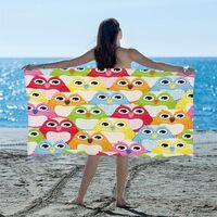 GeMeFv Colorful Owls Beach Towel Oversized 31x61 Microfiber Sand Free Beach Towel Quick Dry, Cute An