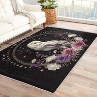 Owl Rugs for Living Room - 6x9 Rug - Owl Rug - Floral Wisdom Bird Area Rug - Barn Owl and Flower Rug