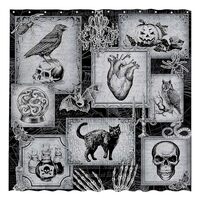 Allenjoy 72" x 72" Black Wicked Gothic Halloween Shower Curtain for Bathroom Set Black Cat