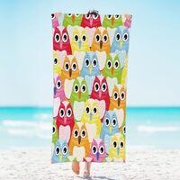 GeMeFv Colorful Owls Microfiber Beach Towel 31 x 61 Large Quick Dry Towel Travel Towel Personalized 