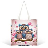 NHYDSPQ Full Printed Canvas Handbag, Cute Owls Tote Bag for Women,Shoulder Purses And Handbags with 