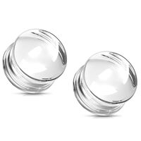 Pierced Owl - Clear Glass Double Flared Concave Saddle Plugs, Sold as a Pair (19mm (3/4"))
