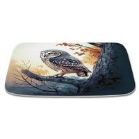 Cute Owl in The Tree Bath Rug Natural Rustic Animal Shower Mat Forest Bird Bathroom Decor Sets Imita