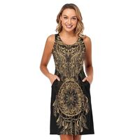 ALAZA Summer Dress Owl Dream Catcher Mandala Ethnic Dreamcatcher Sun Dresses for Women Casual Beach 