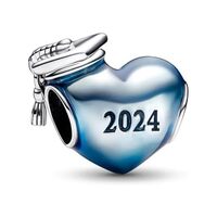 PANWOB 2024 Blue Graduation Cap Charms Owls Charm for Women Bracelets Necklaces in 925 Sterling Silv
