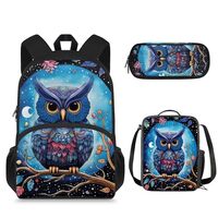 Panskyllis Owl Girls Boys Backpack Set,3pcs Kids School Backpack Water Resistant Tote Bag with Penci