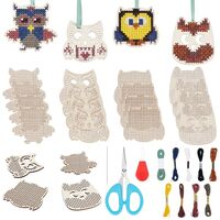 FREEBLOSS 16 Set Christmas Owl Wooden Cross Stitch Kit Hand Sewing Kits Arts & Crafts Kit 4 Styl