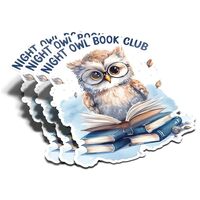 (3Pcs) Night Owl Book Club Sticker Reading Lover Nerd Book Addict Bookish Decal Waterproof Vinyl Sti