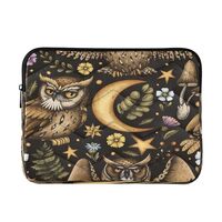 DALAWU Owl Moon Mushroom Laptop Sleeve Bag Compatible for 13-14 inch Notebook, Water Resistant Compu