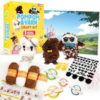 BeKnitting Pompom Maker DIY Craft Kit for Kids - Complete with Yarn, Pom pom Makers, & Stickers