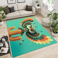 Abstract Owl Desert Plant Rug for Living Room Bedroom Diningroom Luxury Art Decor Home Office Guestr