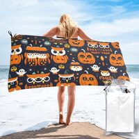 RoMuka Halloween Owl Ghost Pumpkin Quick Drying Bath Towel (Horizontal Style) is Suitable for Outdoo