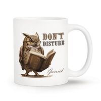 Personalized Adorable Owl Is Reading Book On Coffee Mugs, Customized Name Porcelain Cup Gift For Gra