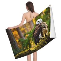 Amzheziyi Cute Brown Cartoon Owls Print Bath Towel,and Highly Absorbent for Shower, Quick Dry.Beach 