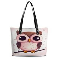 Leather Lady's Handbag,Cute Owl Leather Shoulder Bag with Large Capacity,tote Bag for Work,shop