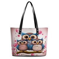 Leather Lady's Handbag,Cute Owls Leather Shoulder Bag with Large Capacity,tote Bag for Work,sho