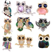 Rhinestone Owl Brooch Cute Animal Lapel Pins Bulk Set for Women 9packs Fashion Crystal Birds Jewelry