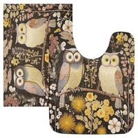 xigua Vintage Owls Bathroom Rugs, Non Slip Dry Quickly Bath Mat Set, Absorbent Soft Bath Rugs for Ba