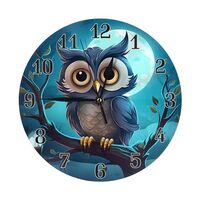 AYCZN Night Owl Wall Clock, Cute Owl on Tree Analog Clocks Silent Non Ticking, Battery Operated 10 I