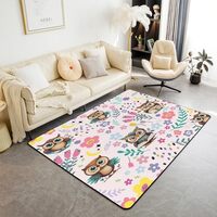 Erosebridal Girls Owl Rug for Living Room 3x5,Pink Girly Owl Print Area Rug for Boys Girls,Cute Love