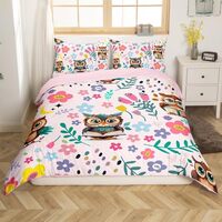 Erosebridal Girls Bedding Set for Owl Love King,Pink Girly Owl Print Duvet Cover for Boys Girls,Cute