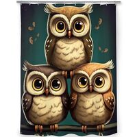 Snuqevc Retro Owl Family Shower Curtain Bathroom Set for Kids Adult, Home Decor Waterproof Fabric Ba