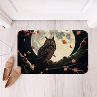 Erosebridal Boho Owl Bathroom Rugs 16X24 Hippie Moon Print Bath Mat,Bohemian Exotic Style Carpet Map