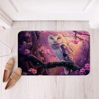 Erosebridal Girls Owl Bath Mat Pink Cherry Blossoms Bathroom Rugs 16X24 for Kids Room Decor,Cute Kaw