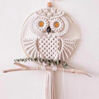 Owl Macrame Wall Hanging, Boho Nursery Decor Hand Woven Owl Macrame Wall Art, Home Decoration for Li