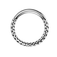 Pierced Owl 16GA ASTM F-136 Implant Grade Titanium Braided Hinged Segment Clicker Ring (Silver Tone,
