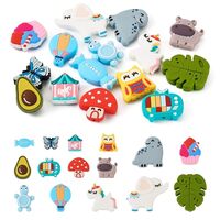 Cheriswelry 15pcs Cute Animal Silicone Beads Candy Dinosaur Butterfly Avocado Mushroom Elephant Owl 