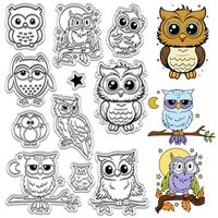 CRASPIRE Owl Clear Stamps Animal Reusable Postmark Vintage Transparent Silicone Stamp Seals for Jour