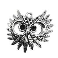 TARAKI 10pcs 30x26mm Antique Silver Owl Head Charms