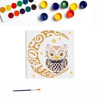 MAYJOYDIY Tribal Moon Owl Stencil 11.8X11.8inch Owl Drawing Painting Stencils Reusable Drawing Templ