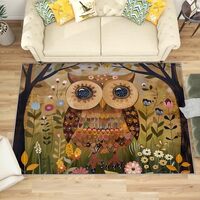 SherAvant Owl Rug for Kids Room - 2x3 Rug - Owl Rug - Cute Cartoon Bird Floral Area Rug - Girls Kids