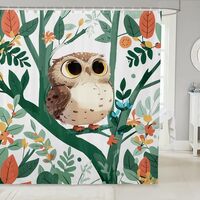 Feelyou Boys Girls Cute Owl Bath Curtain 3D Animal Printed Shower Curtain Kids Bird Decor Bathroom S