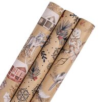 RUSPEPA Christmas Kraft Wrapping Paper Roll - Mini Roll - 17 inches x 10 feet per Roll, Total of 3 R